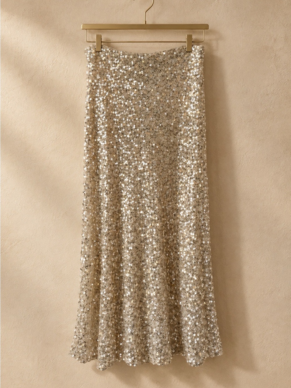 Zara Champagne Sequin Maxi Skirt